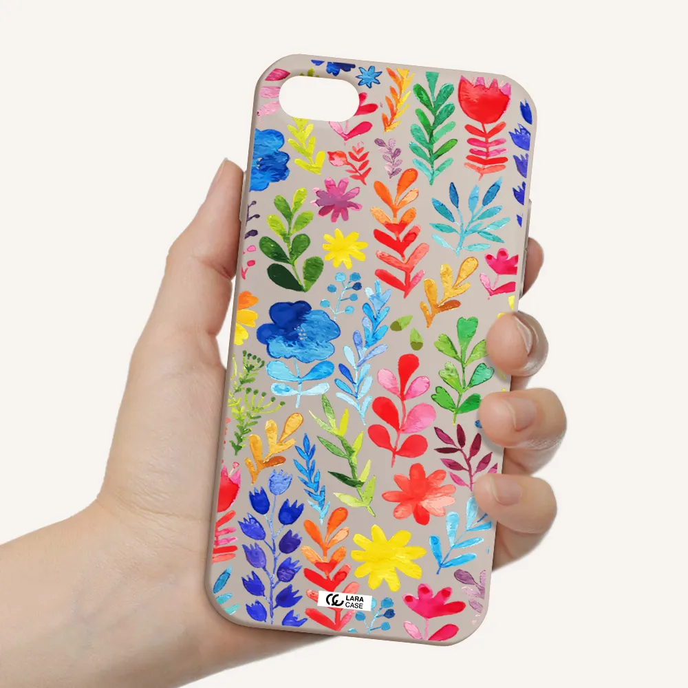 Colorful Watercolor Flowers Apple iPhone 8 Silicone Stone Case