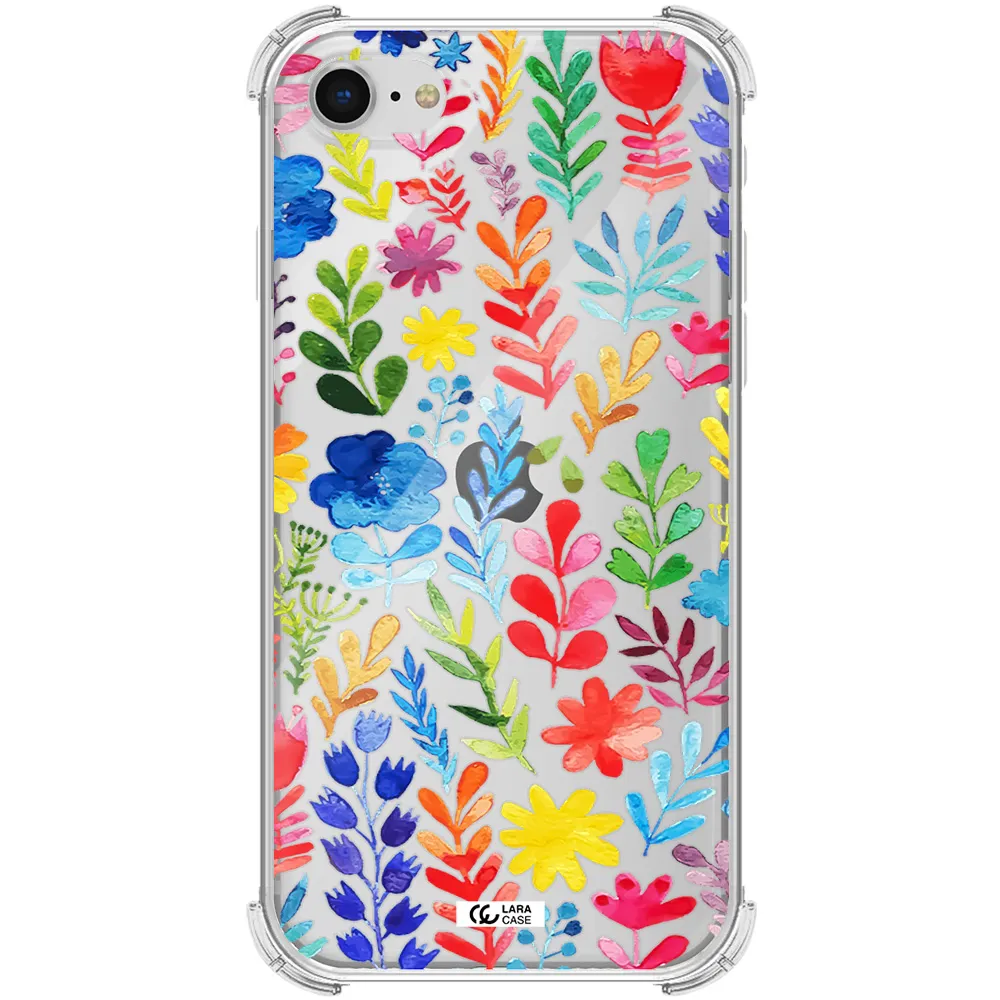 Colorful Watercolor Flowers Apple iPhone se 2020 Clear PC Case