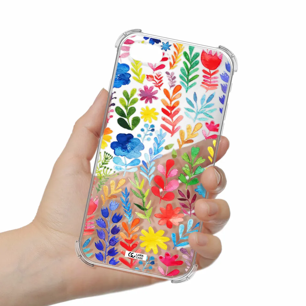 Colorful Watercolor Flowers Apple iPhone se 2020 Clear PC Case