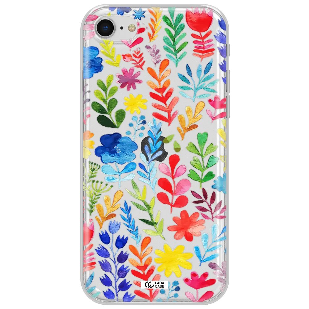 Colorful Watercolor Flowers Apple Iphone Se 2020 Clear Tpu Case