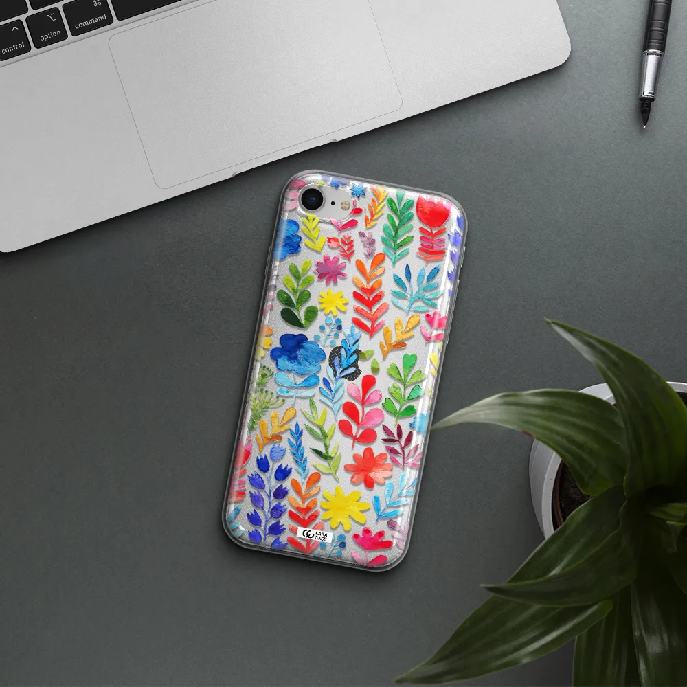 Colorful Watercolor Flowers Apple Iphone Se 2020 Clear Tpu Case