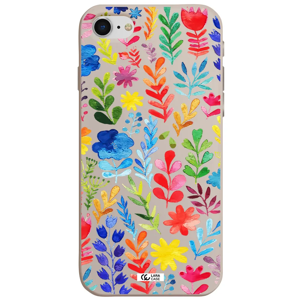 Colorful Watercolor Flowers Apple iPhone se 2020 Silicone Stone Case