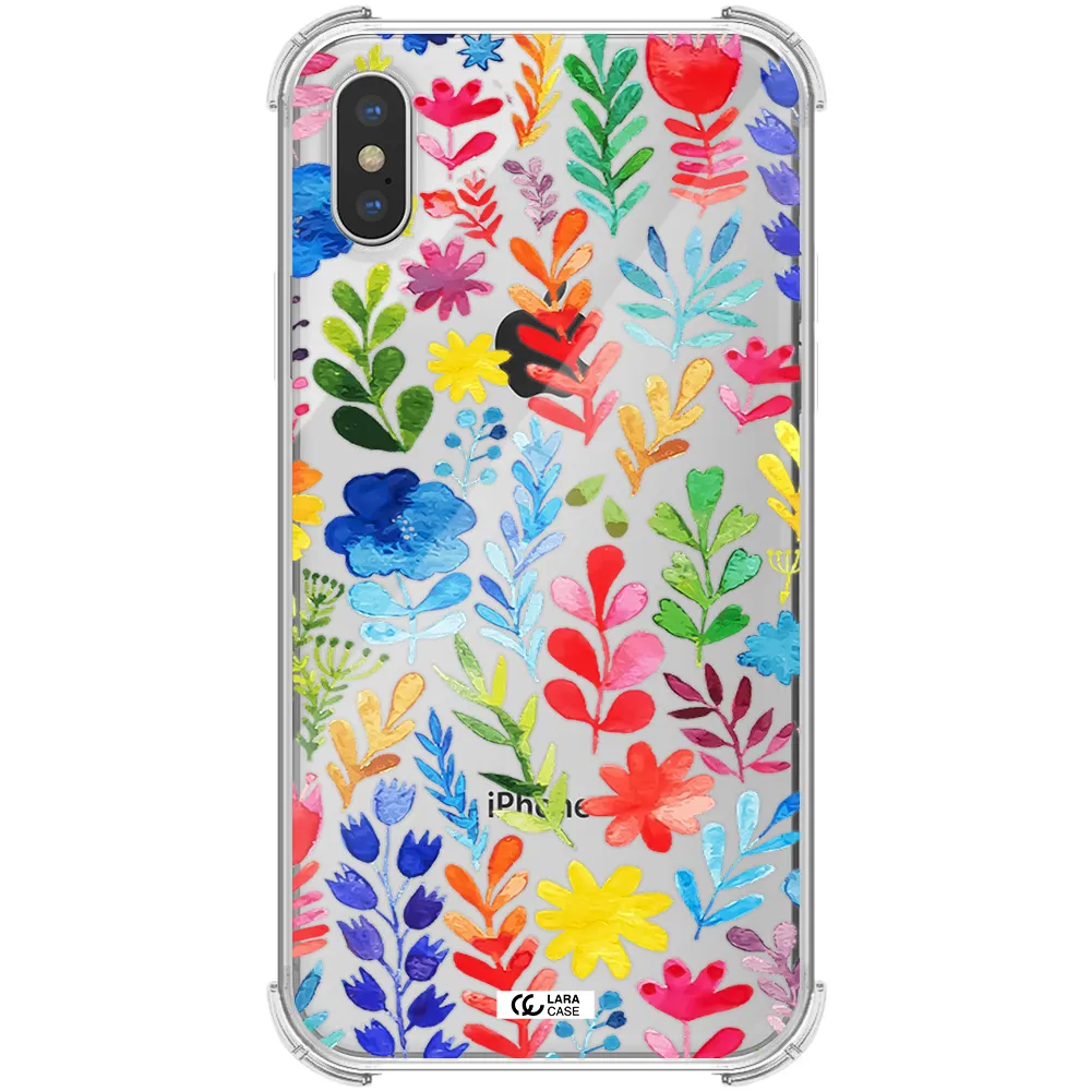 Colorful Watercolor Flowers Apple iPhone X Clear PC Case