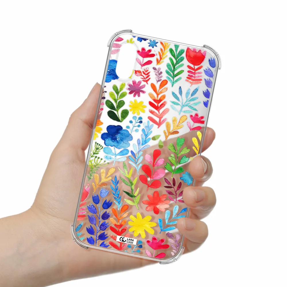 Colorful Watercolor Flowers Apple iPhone X Clear PC Case