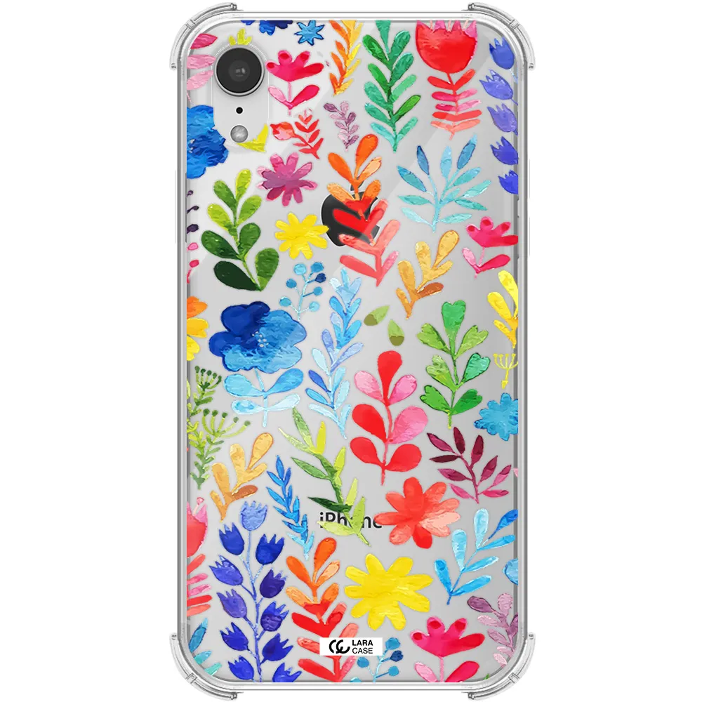 Colorful Watercolor Flowers Apple iPhone XR Clear PC Case