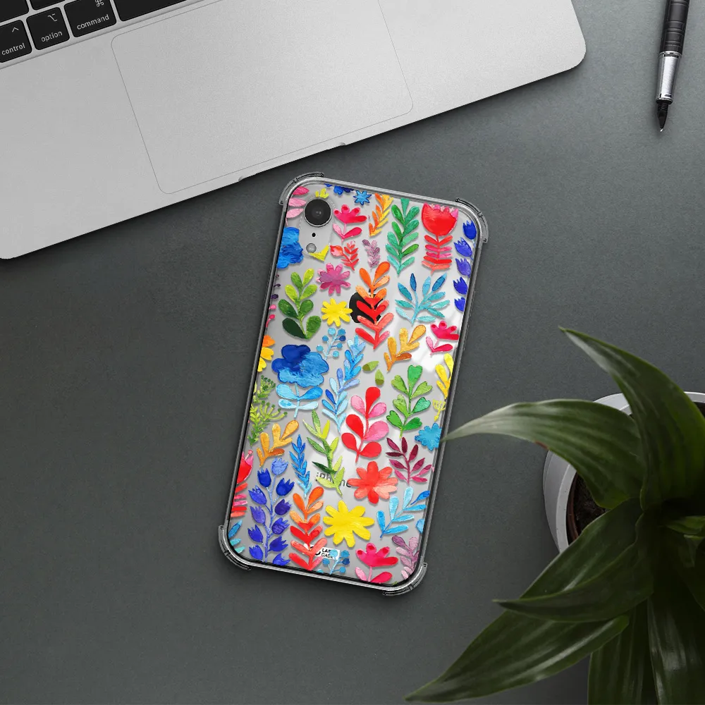 Colorful Watercolor Flowers Apple iPhone XR Clear PC Case