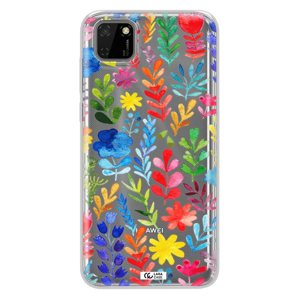 Colorful Watercolor Flowers Huawei Honor 9S Clear TPU Case