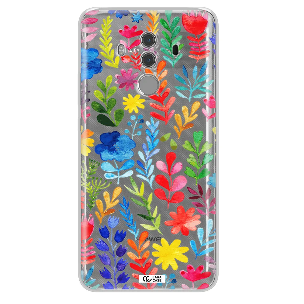 Colorful Watercolor Flowers Huawei Mate 10 Pro Clear TPU Case
