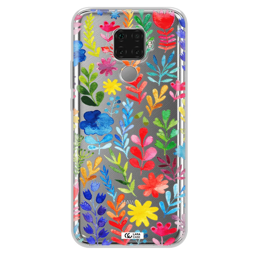 Colorful Watercolor Flowers Huawei Mate 30 Lite Clear TPU Case