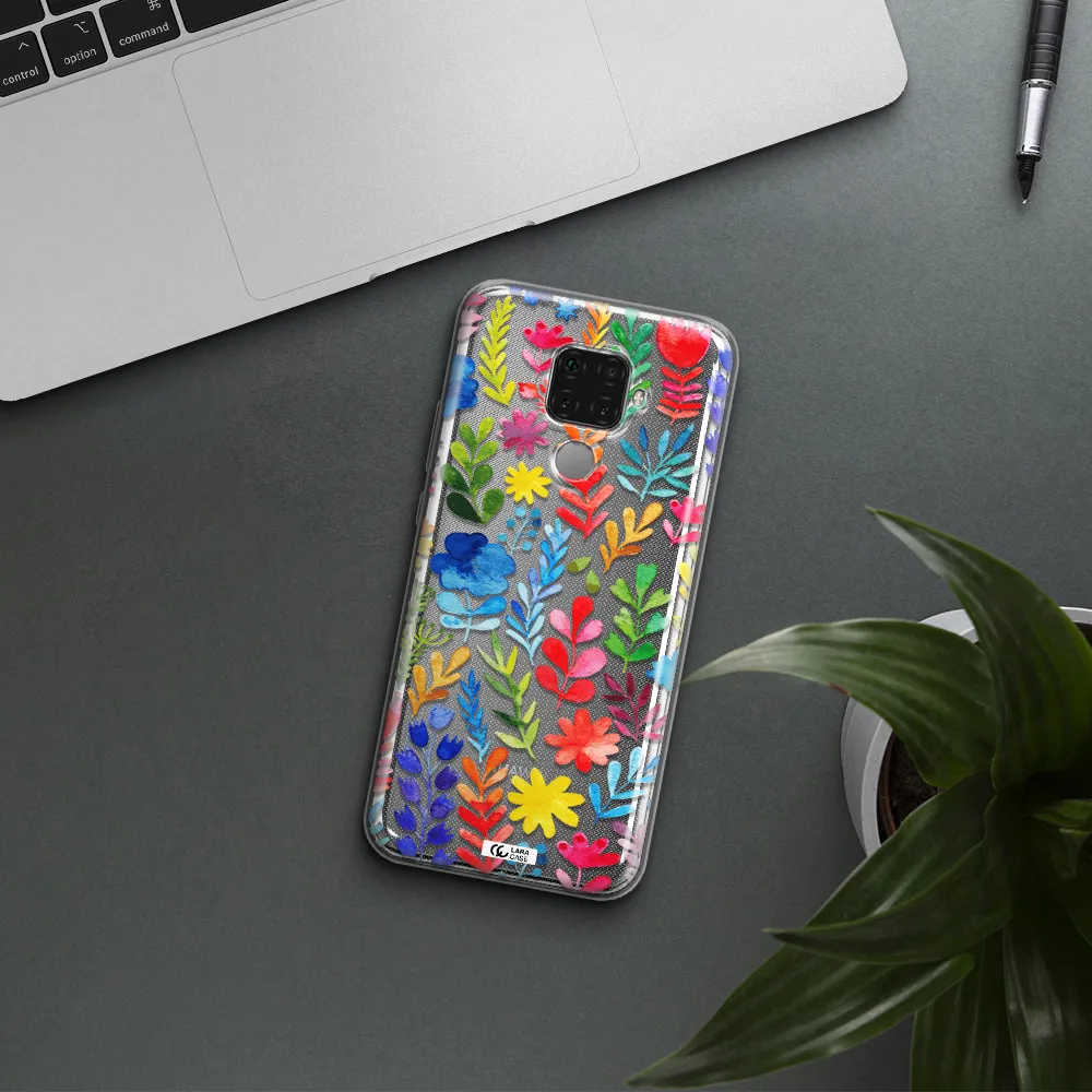 Colorful Watercolor Flowers Huawei Mate 30 Lite Clear TPU Case