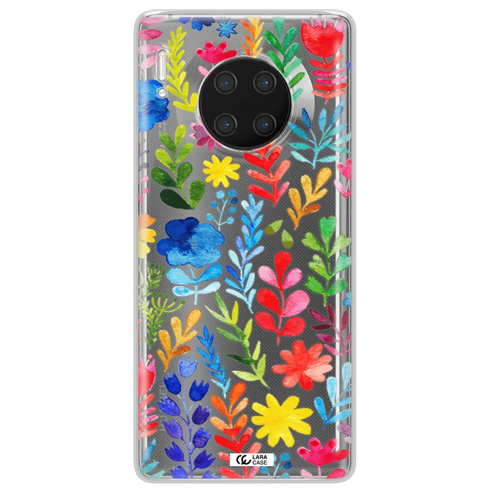 Colorful Watercolor Flowers Huawei Mate 30 Pro Clear TPU Case