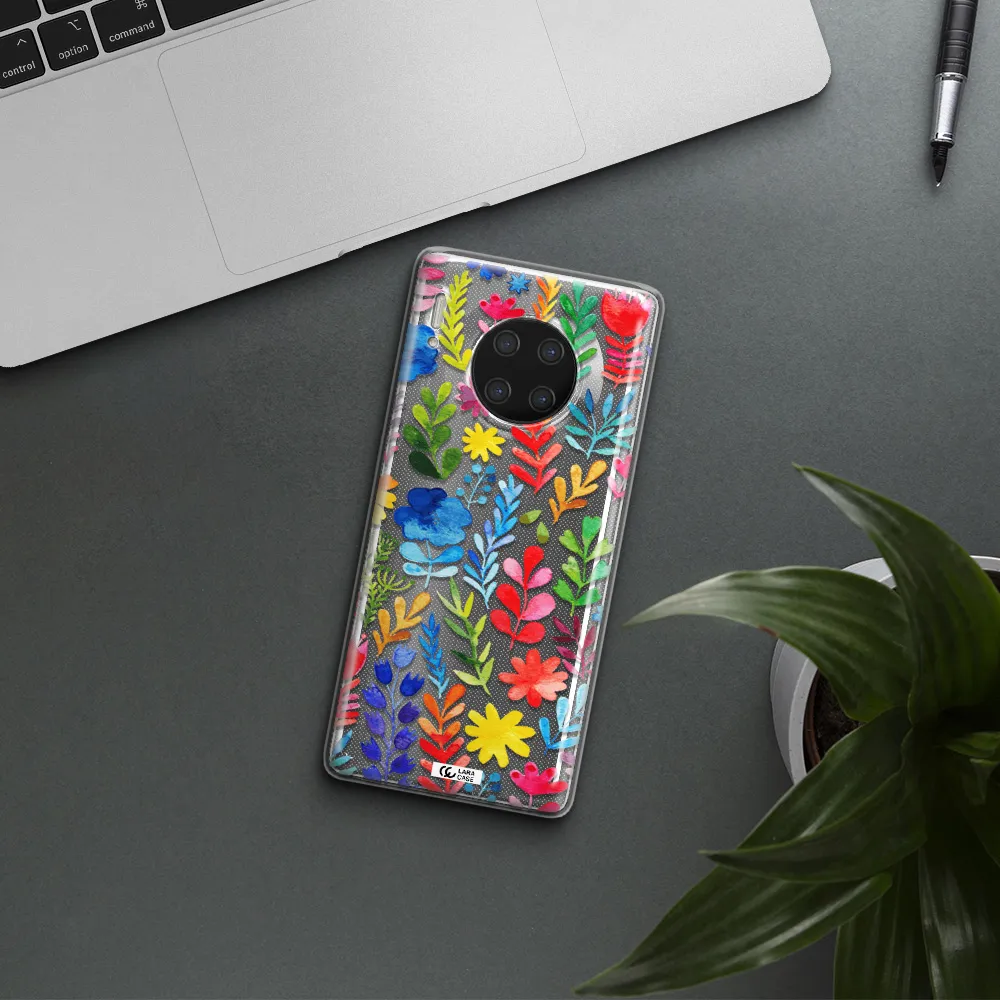 Colorful Watercolor Flowers Huawei Mate 30 Pro Clear TPU Case