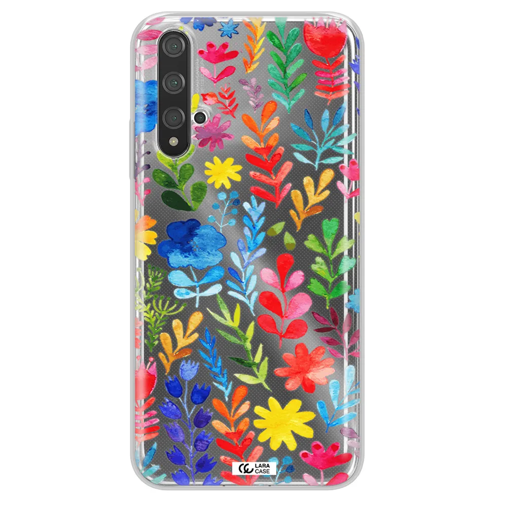 Colorful Watercolor Flowers Huawei Nova 5t Clear TPU Case