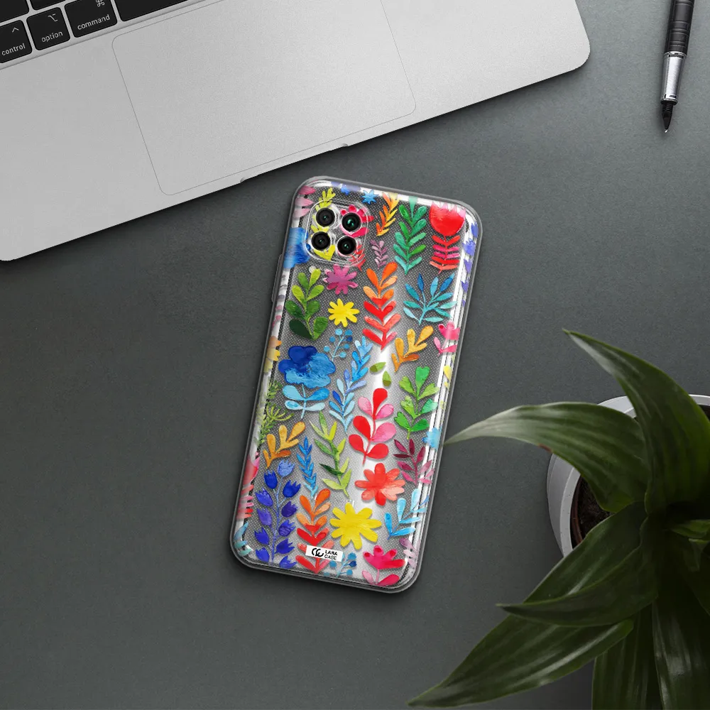 Colorful Watercolor Flowers Huawei Nova 7I Clear Tpu Case