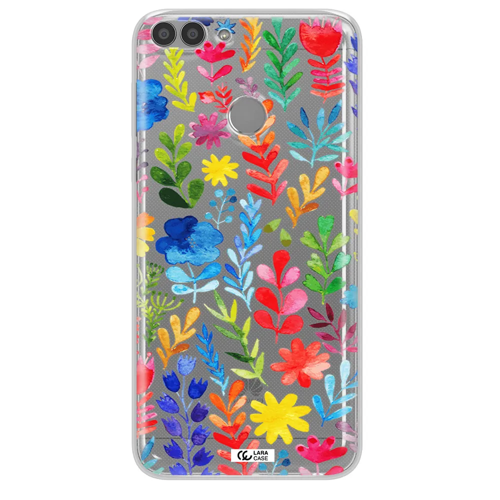 Colorful Watercolor Flowers Huawei P Smart Clear TPU Case