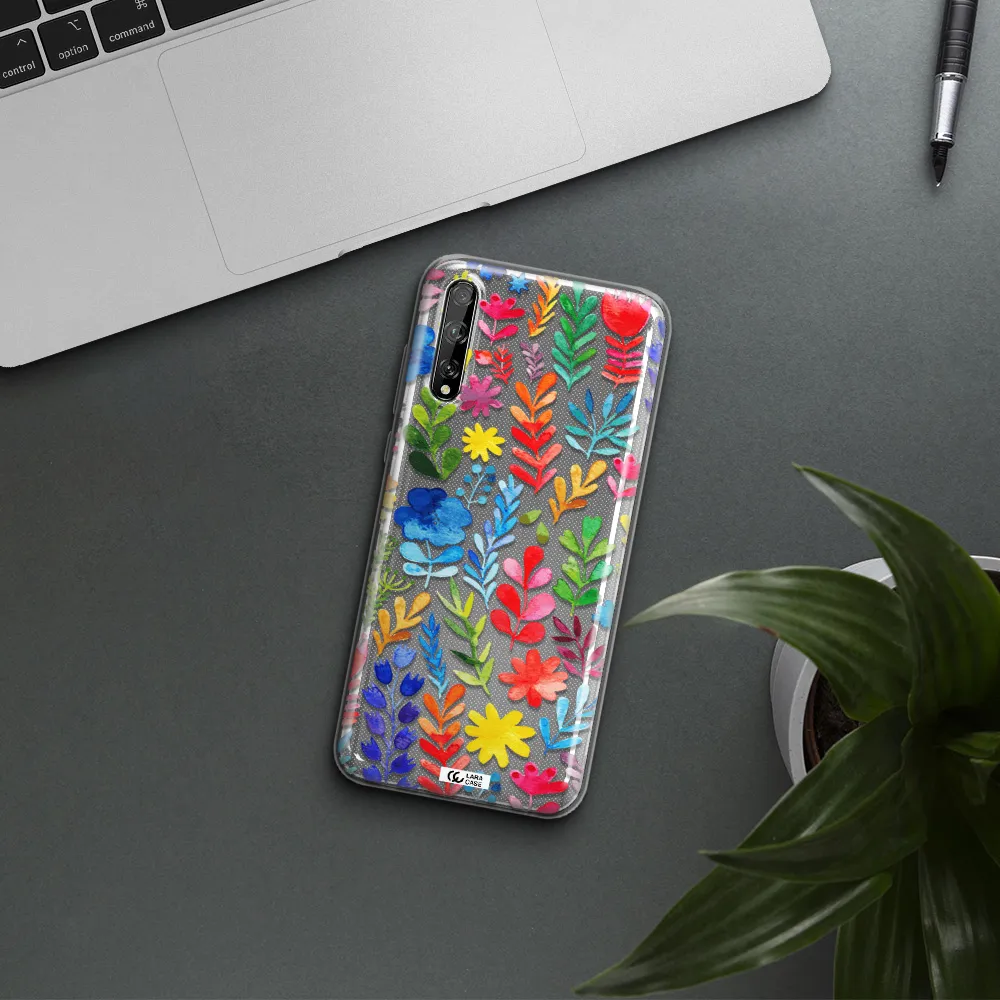 Colorful Watercolor Flowers Huawei P Smart S Clear TPU Case
