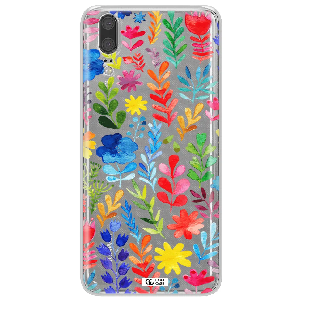 Colorful Watercolor Flowers Huawei P20 Clear TPU Case
