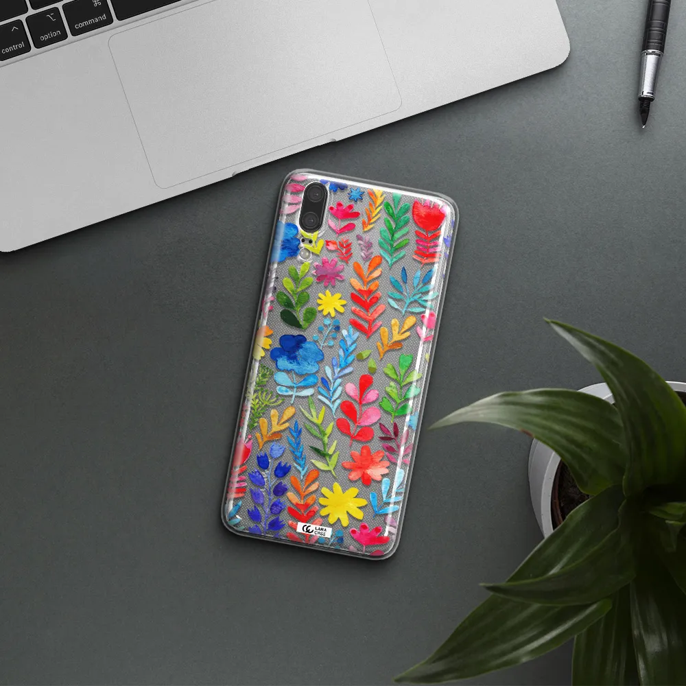 Colorful Watercolor Flowers Huawei P20 Clear TPU Case