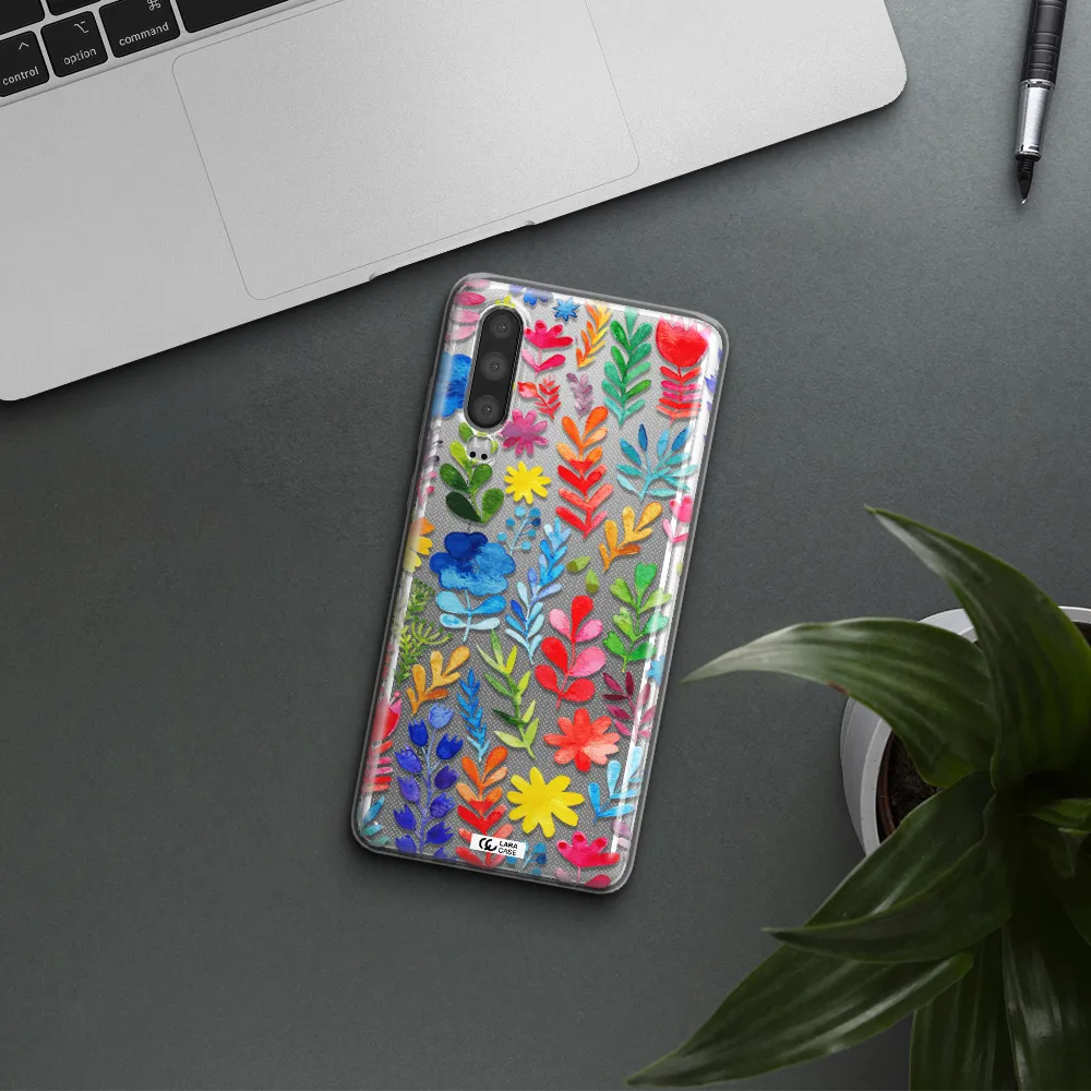 Colorful Watercolor Flowers Huawei P30 Clear TPU Case