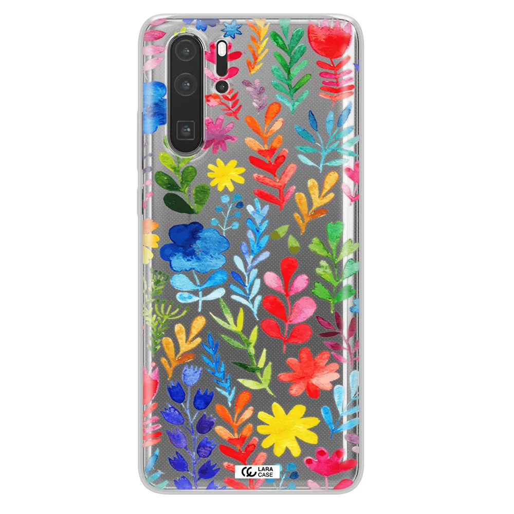Colorful Watercolor Flowers Huawei P30 Pro Clear TPU Case