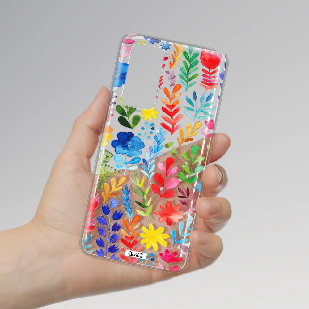 Colorful Watercolor Flowers Huawei P40 Clear TPU Case