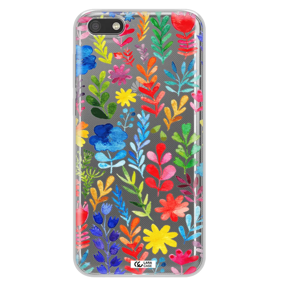 Colorful Watercolor Flowers Huawei Y5 2018 Clear TPU Case