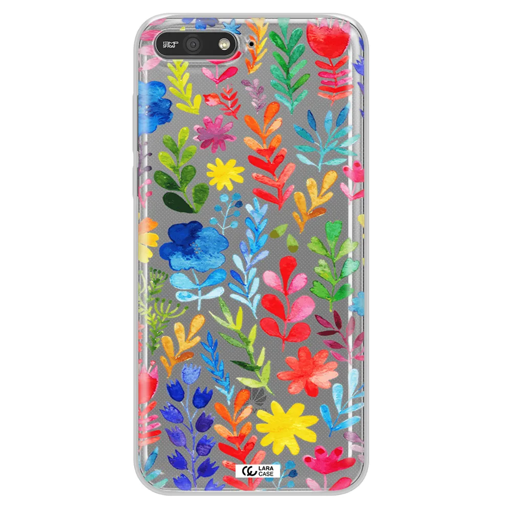Colorful Watercolor Flowers Huawei Y6 2018 Clear TPU Case