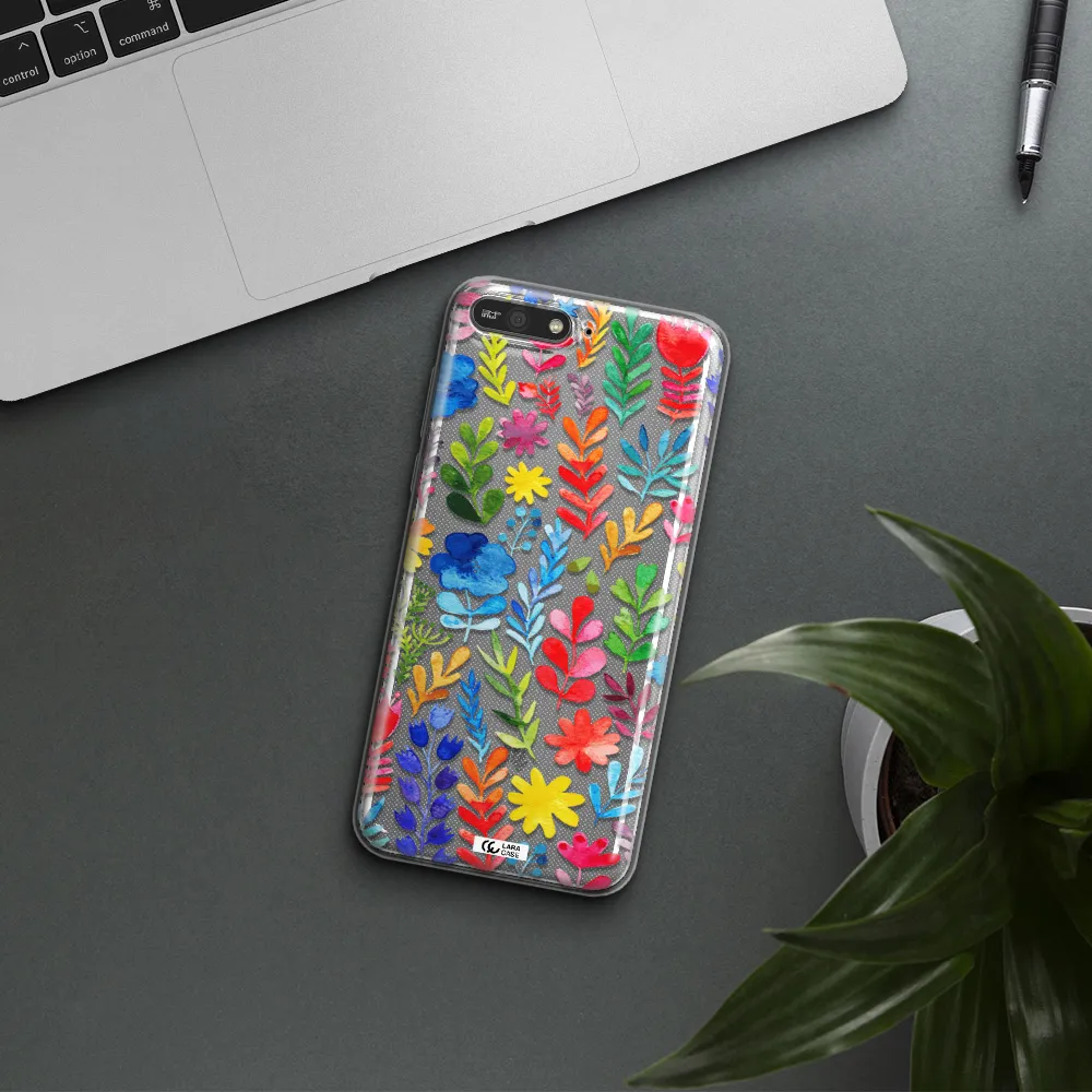 Colorful Watercolor Flowers Huawei Y6 2018 Clear TPU Case