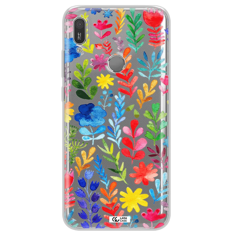 Colorful Watercolor Flowers Huawei Y6 2019 Clear TPU Case