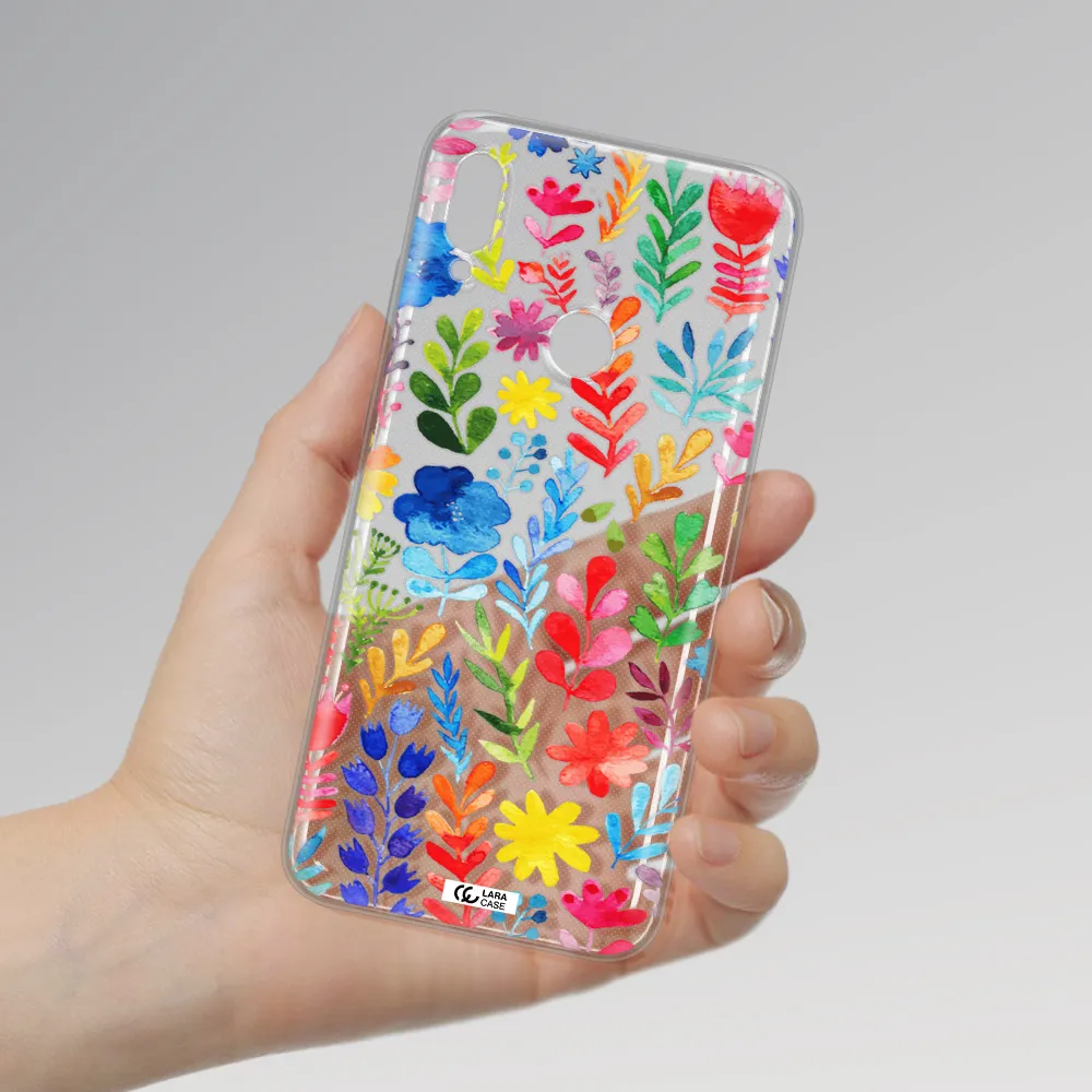Colorful Watercolor Flowers Huawei Y6 2019 Clear TPU Case