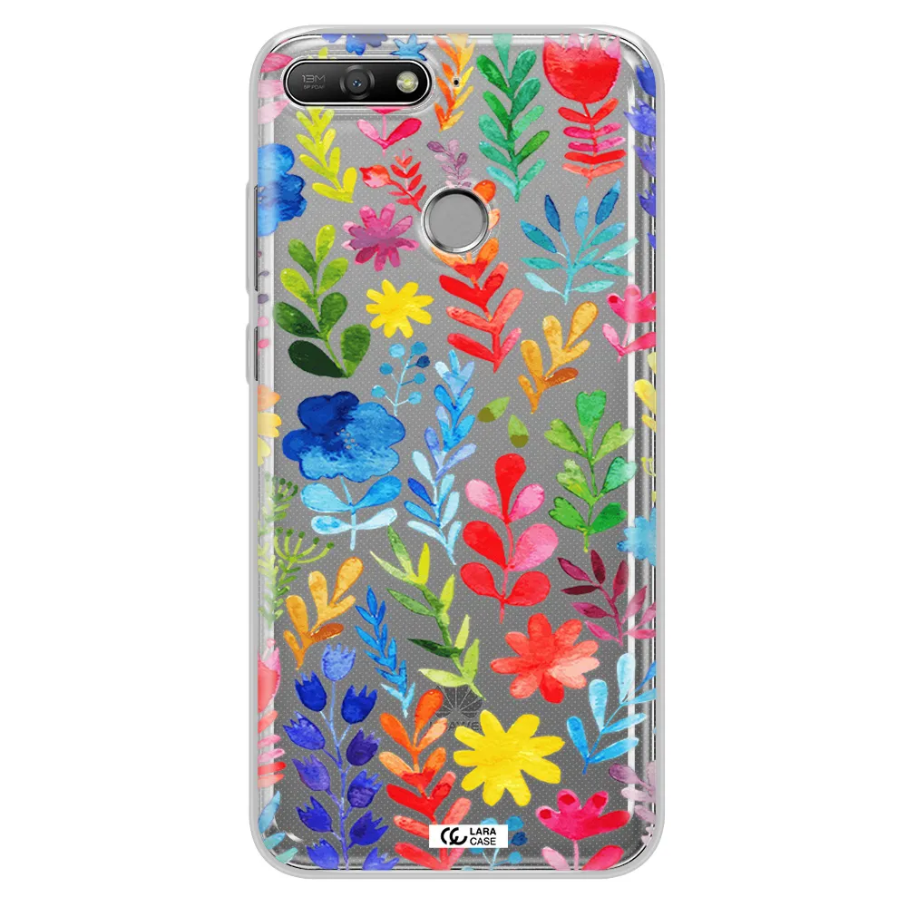 Colorful Watercolor Flowers Huawei Y6 Prime 2018 Clear TPU Case
