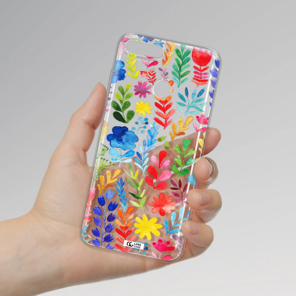 Colorful Watercolor Flowers Huawei Y6 Prime 2018 Clear TPU Case