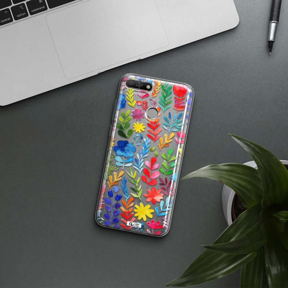 Colorful Watercolor Flowers Huawei Y6 Prime 2018 Clear TPU Case