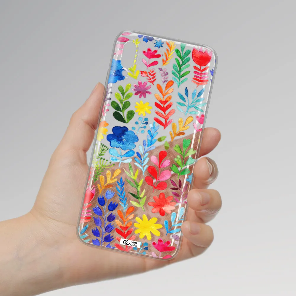 Colorful Watercolor Flowers Huawei Y6 Pro 2019 Clear TPU Case