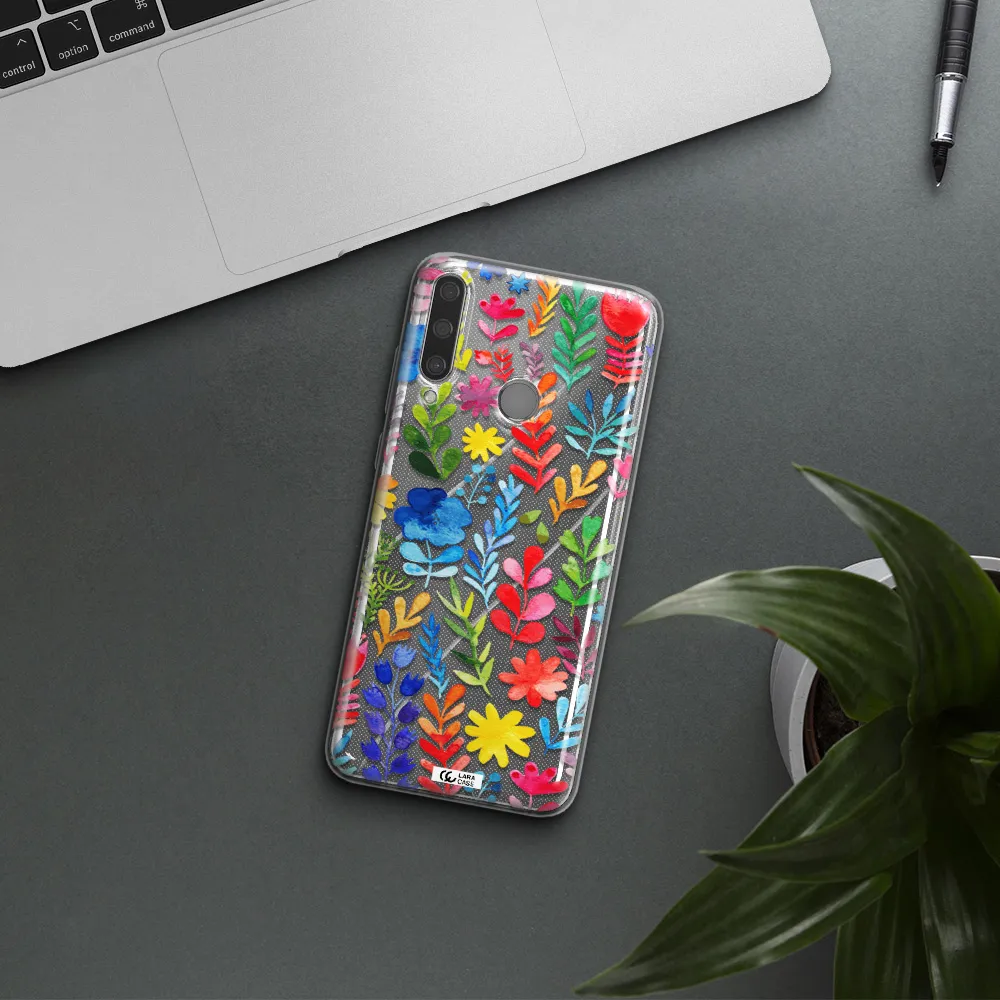Colorful Watercolor Flowers Huawei Y6P Clear TPU Case