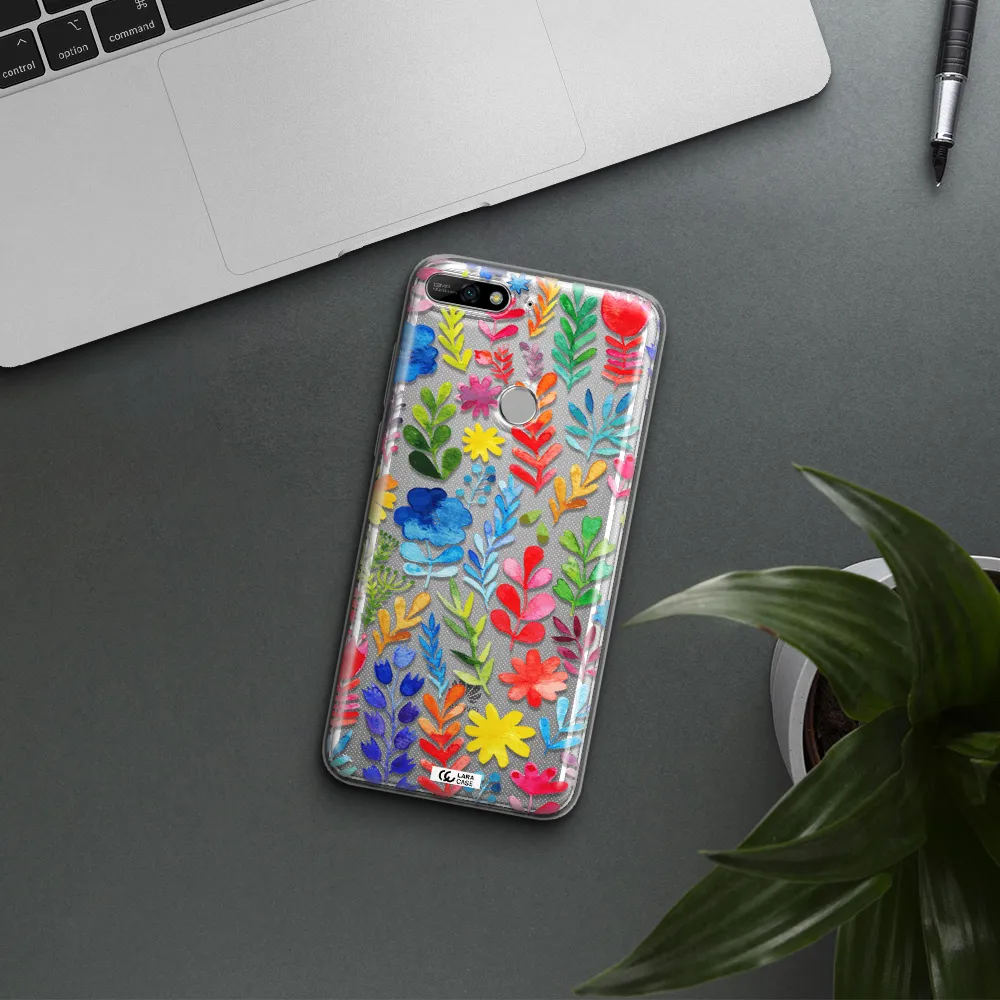 Colorful Watercolor Flowers Huawei Y7 2018 Clear TPU Case