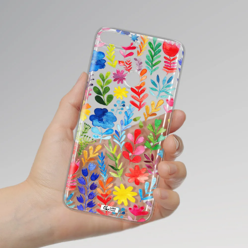 Colorful Watercolor Flowers Huawei Y7 Prime 2018 Clear TPU Case