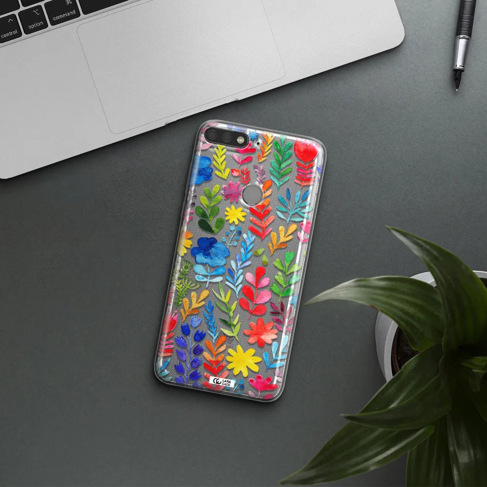Colorful Watercolor Flowers Huawei Y7 Prime 2018 Clear TPU Case