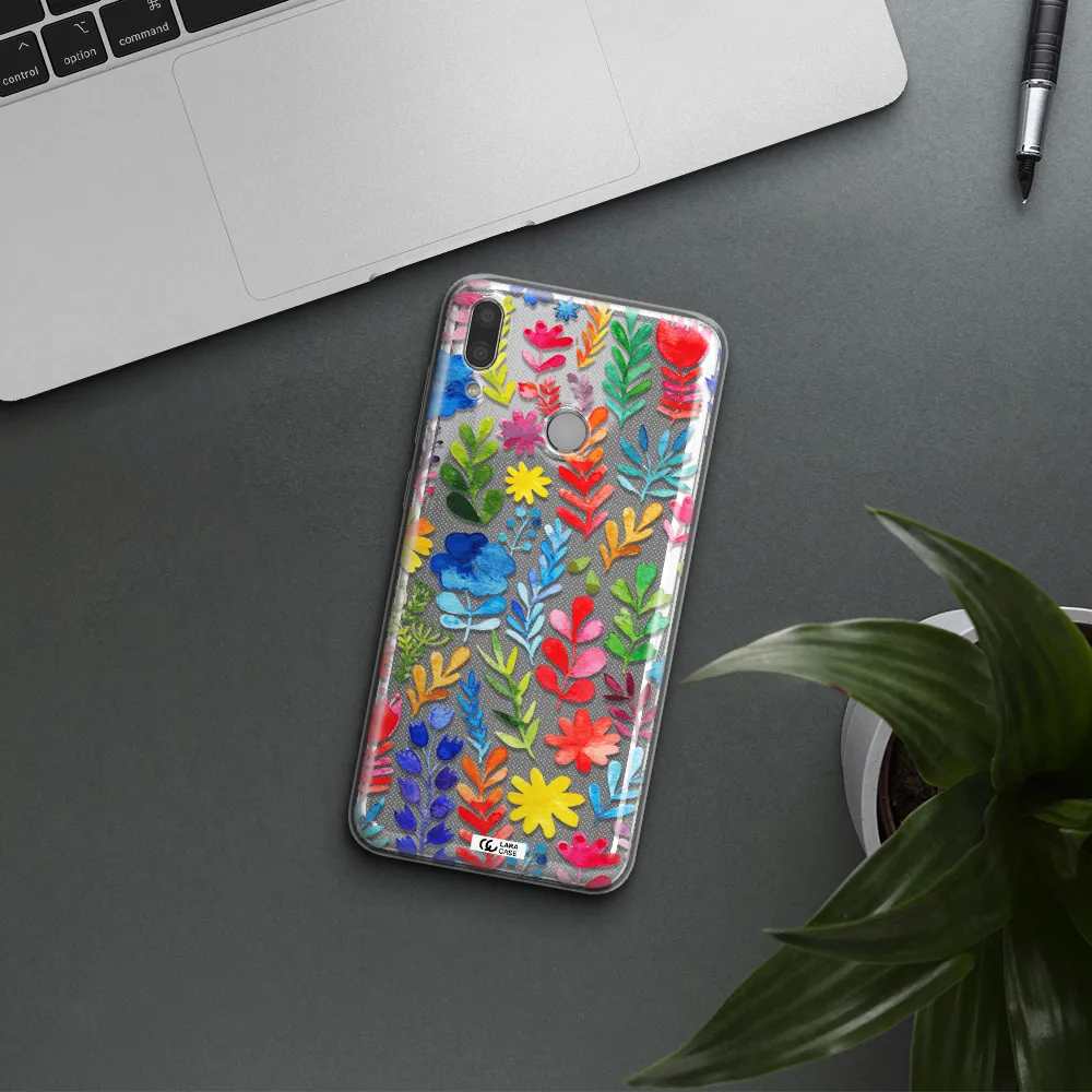Colorful Watercolor Flowers Huawei Y9 2019 Clear TPU Case