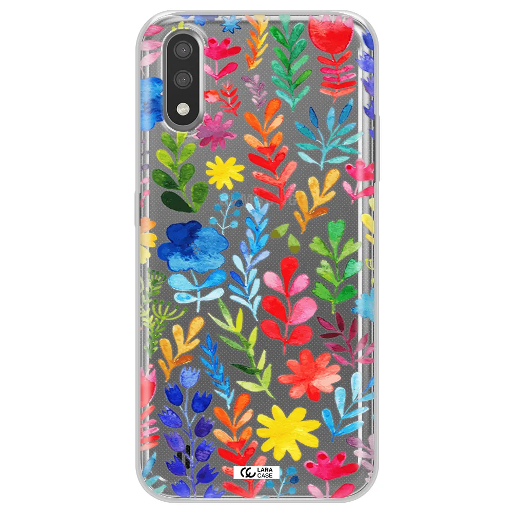 Colorful Watercolor Flowers Samsung A01 Clear TPU Case