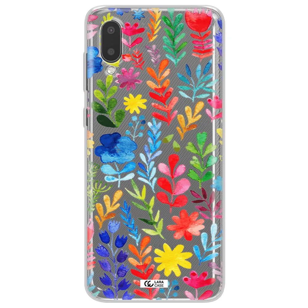 Colorful Watercolor Flowers Samsung A02 Clear TPU Case