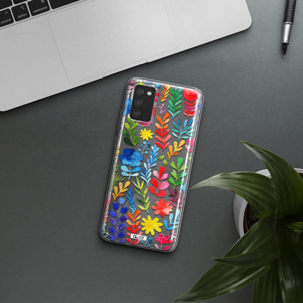 Colorful Watercolor Flowers Samsung A02S Clear TPU Case