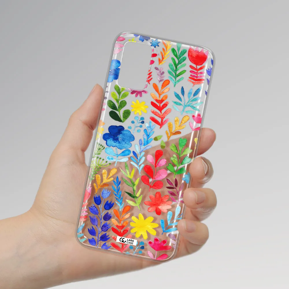 Colorful Watercolor Flowers Samsung A03S Clear TPU Case