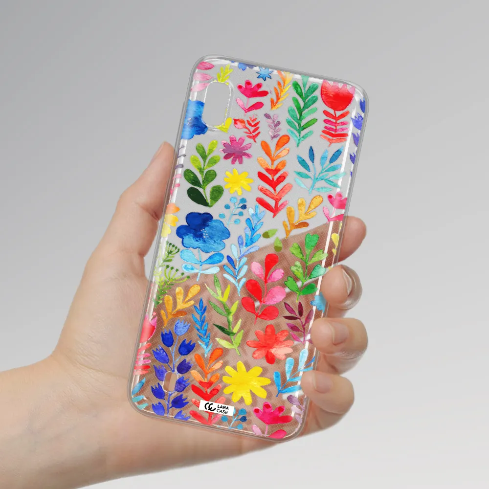 Colorful Watercolor Flowers Samsung A10 Clear TPU Case