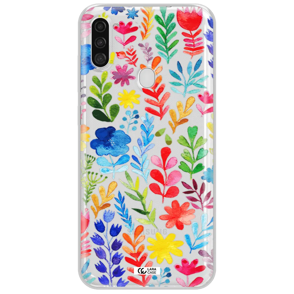 Colorful Watercolor Flowers Samsung A11 Clear TPU Case