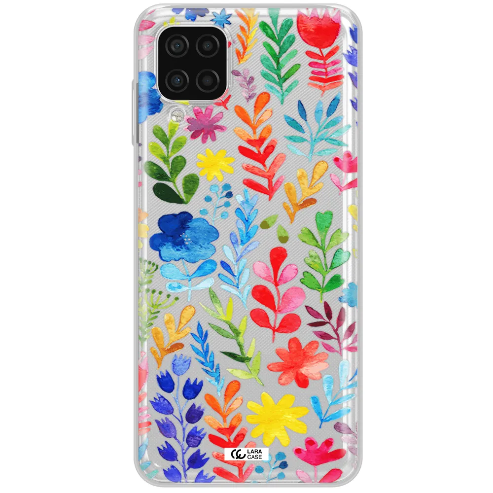 Colorful Watercolor Flowers Samsung A12 4g Clear TPU Case