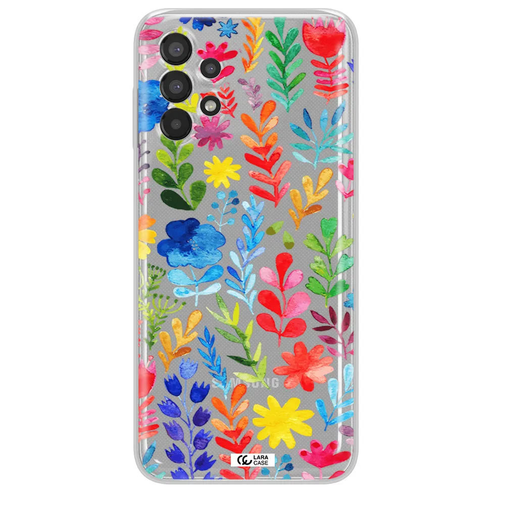 Colorful Watercolor Flowers Samsung A13 Clear TPU Case