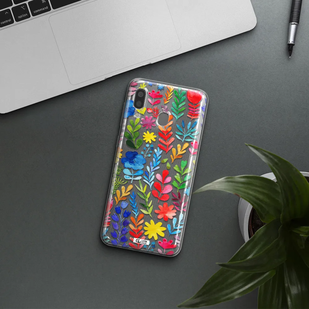 Colorful Watercolor Flowers Samsung A20 Clear TPU Case
