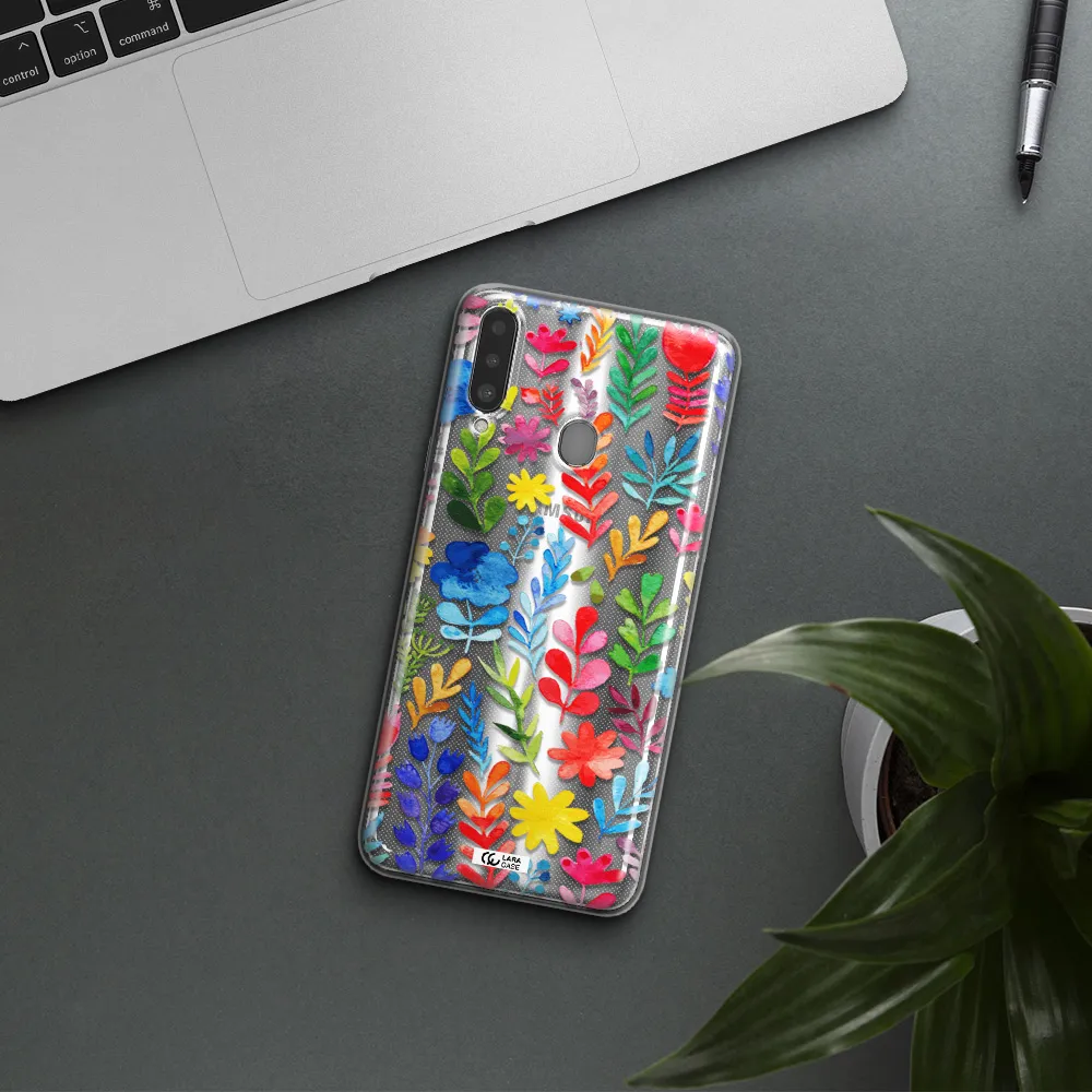 Colorful Watercolor Flowers Samsung A20S Clear TPU Case