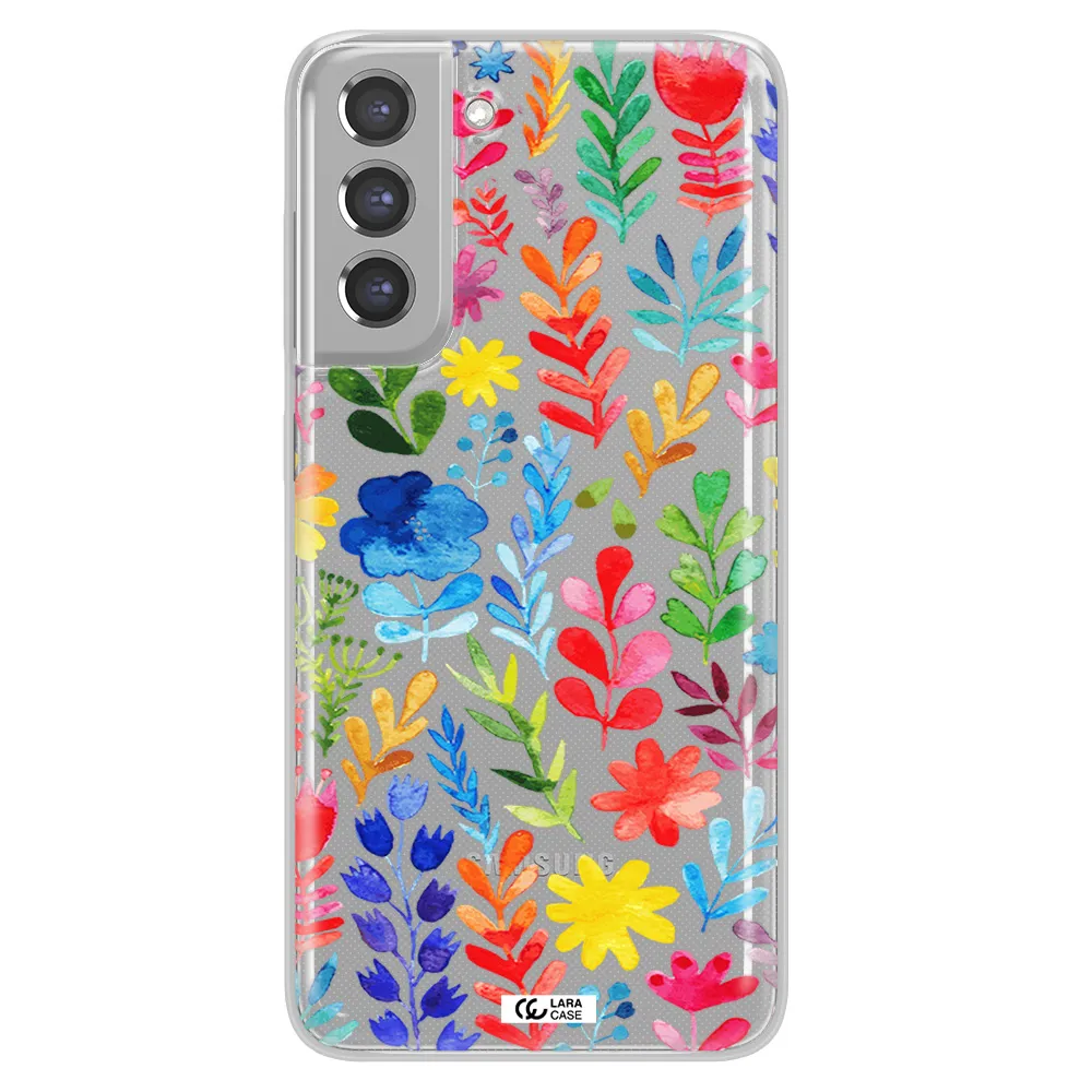 Colorful Watercolor Flowers Samsung A21 Fe Clear TPU Case